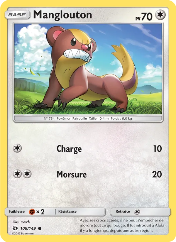 Carte Pokémon Manglouton de l'extension Soleil et Lune