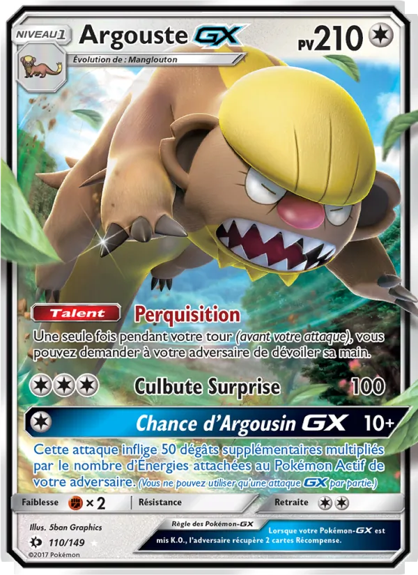 Carte Pokémon Argouste GX de l'extension Soleil et Lune