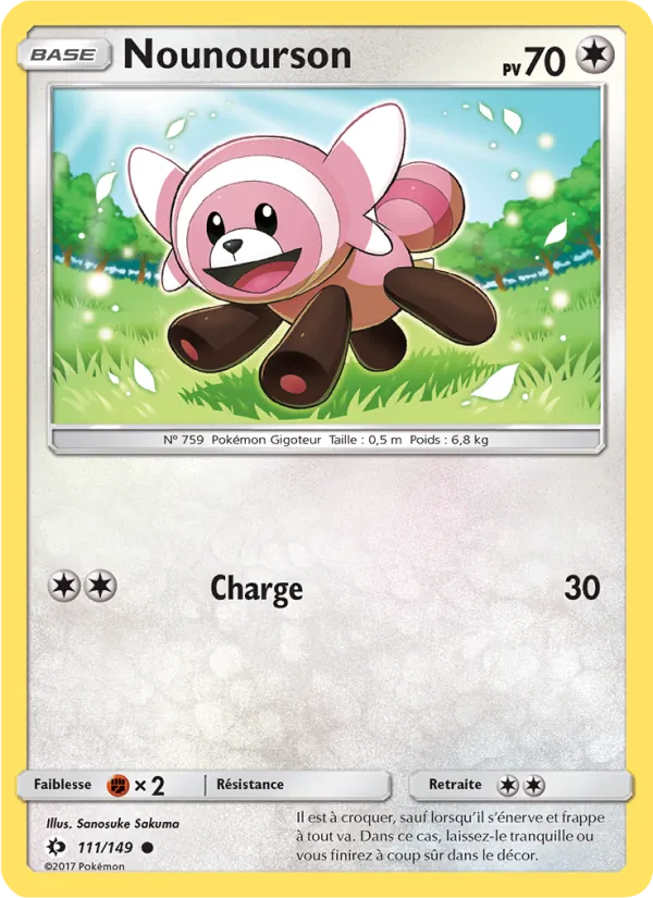 Carte Pokémon Nounourson de l'extension Soleil et Lune