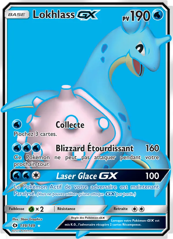 Carte Pokémon Lokhlass GX de l'extension Soleil et Lune