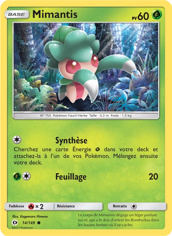 Carte Pokémon Mimantis de l'extension Soleil et Lune