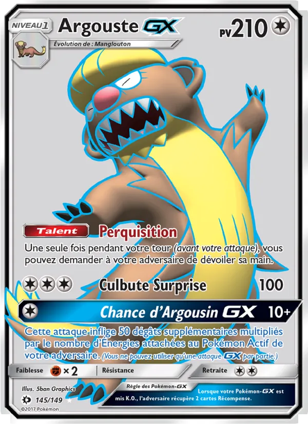 Carte Pokémon Argouste GX de l'extension Soleil et Lune