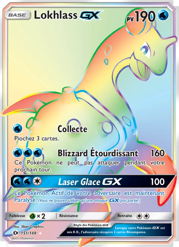 Carte Pokémon Lokhlass GX de l'extension Soleil et Lune