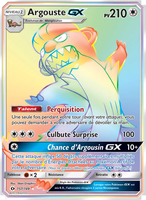 Carte Pokémon Argouste GX de l'extension Soleil et Lune