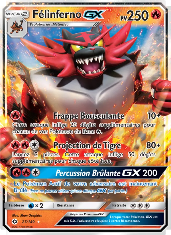 Carte Pokémon Félinferno GX de l'extension Soleil et Lune