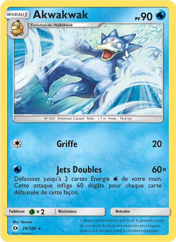 Carte Pokémon Akwakwak de l'extension Soleil et Lune