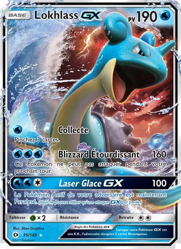 Carte Pokémon Lokhlass GX de l'extension Soleil et Lune