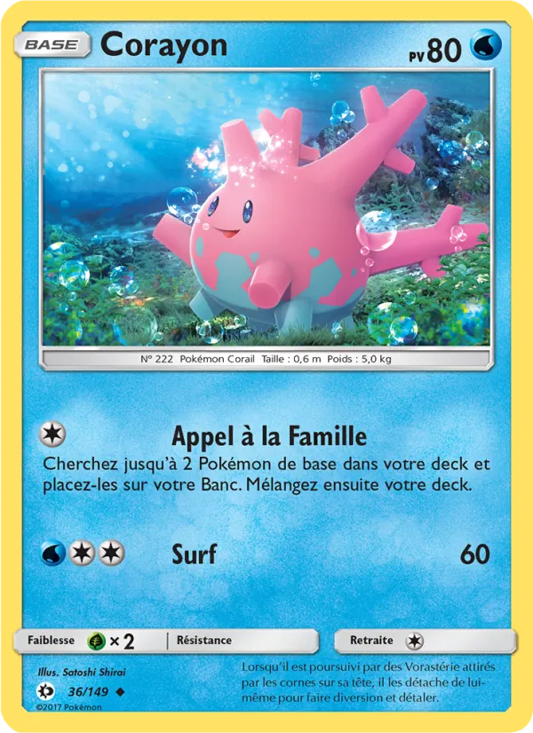 Carte Pokémon Corayon de l'extension Soleil et Lune