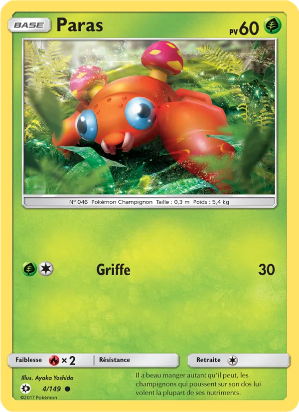 Carte Pokémon Paras de l'extension Soleil et Lune