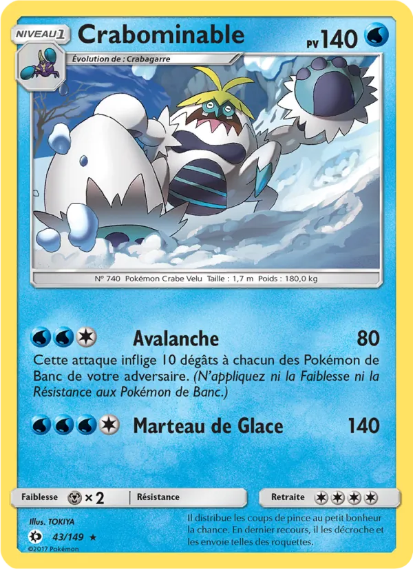 Carte Pokémon Crabominable de l'extension Soleil et Lune