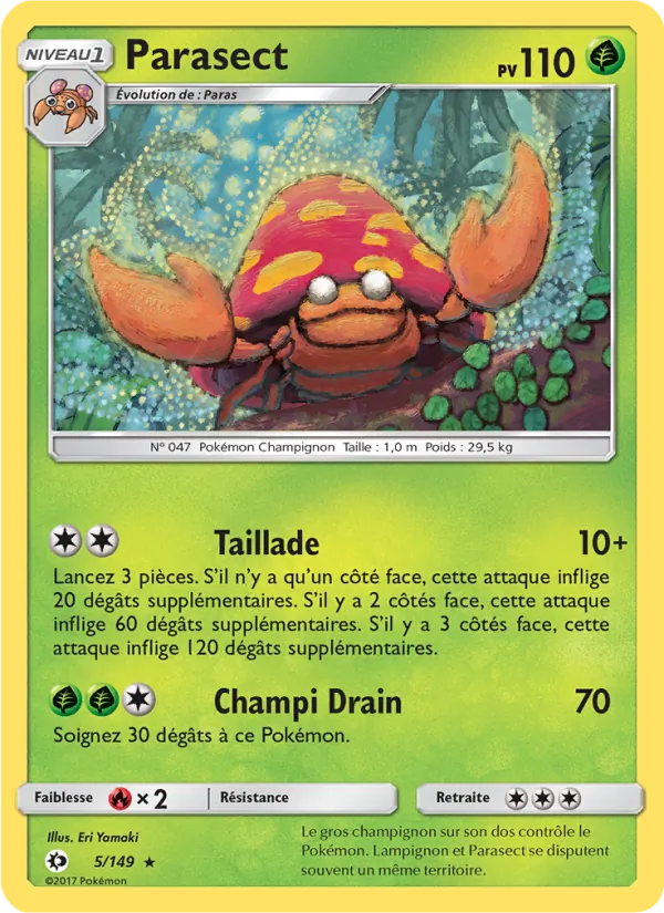 Carte Pokémon Parasect de l'extension Soleil et Lune
