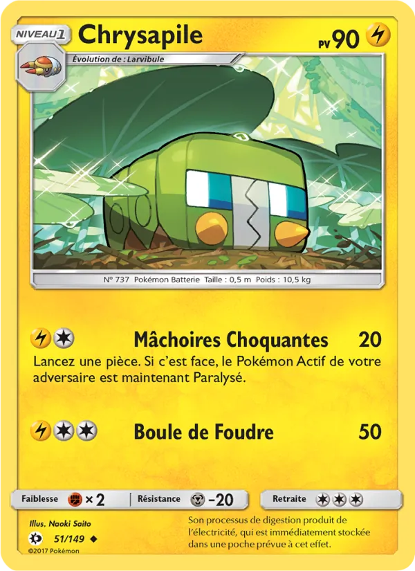 Carte Pokémon Chrysapile de l'extension Soleil et Lune