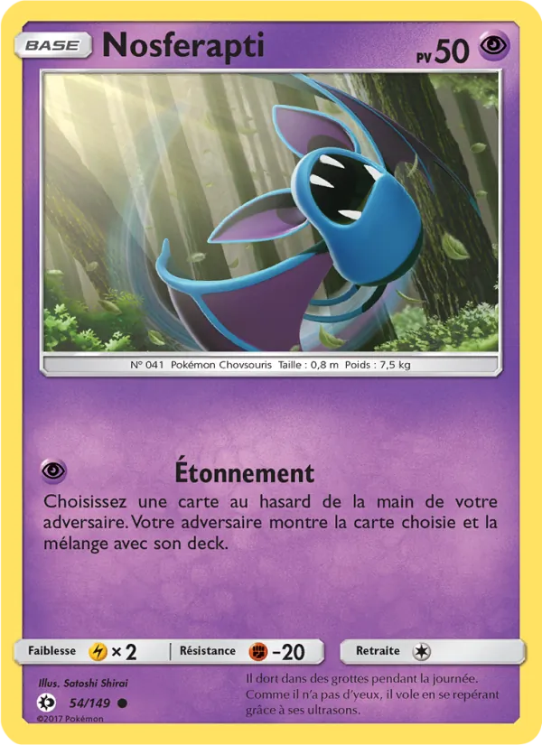 Carte Pokémon Nosferapti de l'extension Soleil et Lune