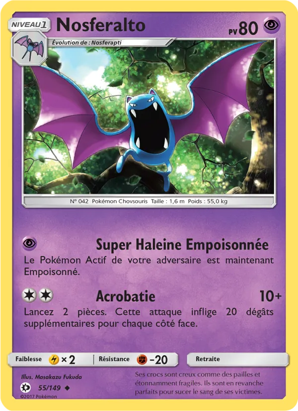 Carte Pokémon Nosferalto de l'extension Soleil et Lune