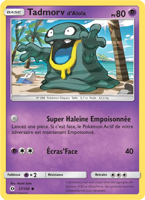 Carte Pokémon Tadmorv d’Alola de l'extension Soleil et Lune