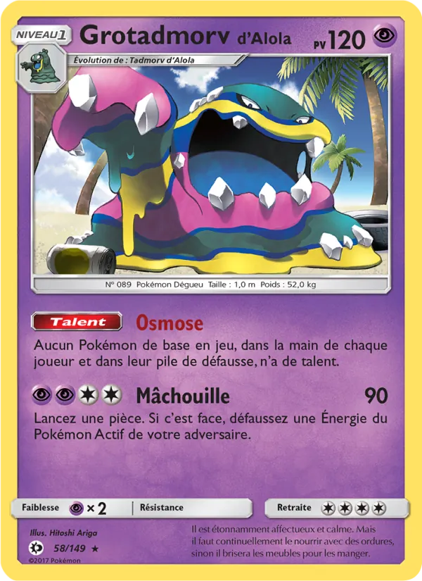 Carte Pokémon Grotadmorv d’Alola de l'extension Soleil et Lune