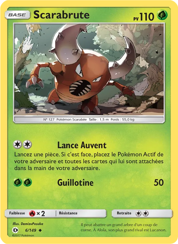 Carte Pokémon Scarabrute de l'extension Soleil et Lune