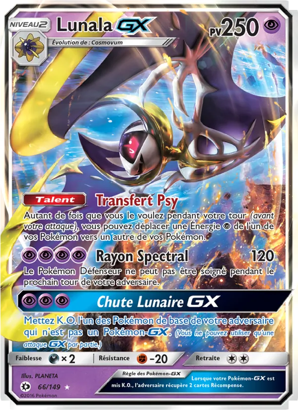 Carte Pokémon Lunala GX de l'extension Soleil et Lune