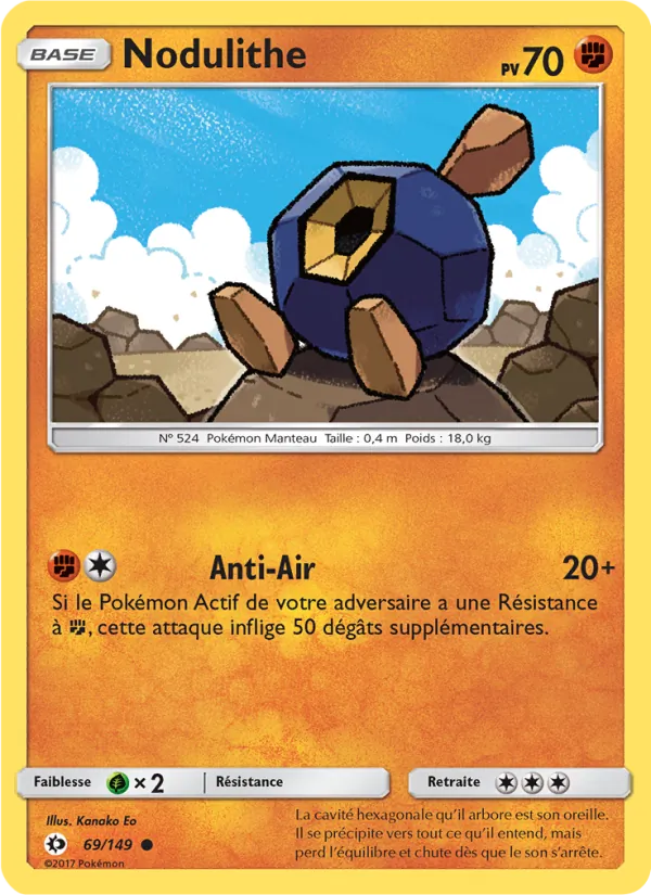 Carte Pokémon Nodulithe de l'extension Soleil et Lune
