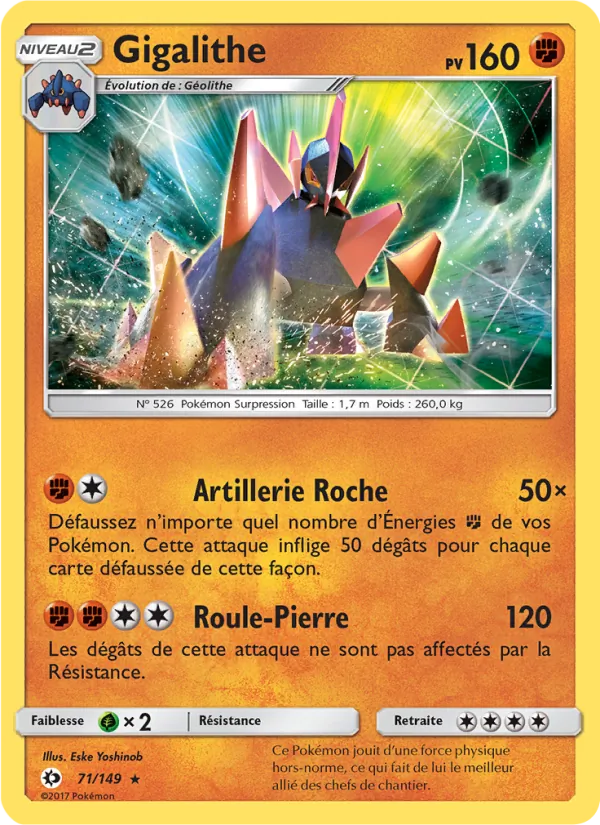Carte Pokémon Gigalithe de l'extension Soleil et Lune