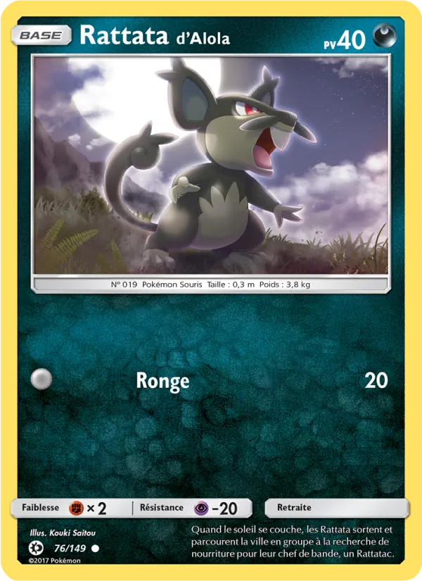 Carte Pokémon Rattata d’Alola de l'extension Soleil et Lune