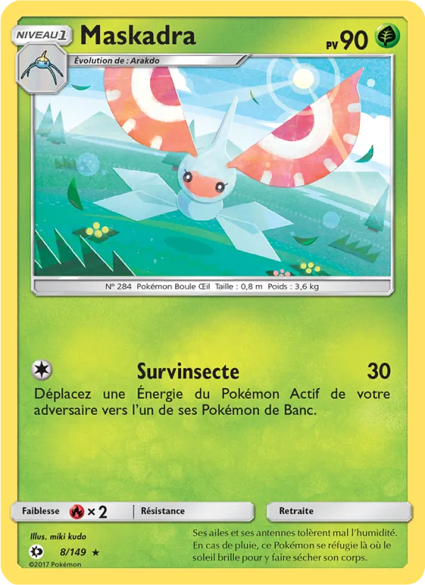 Carte Pokémon Maskadra de l'extension Soleil et Lune