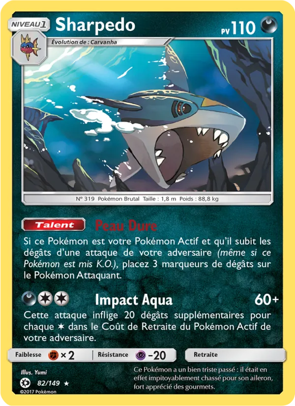 Carte Pokémon Sharpedo de l'extension Soleil et Lune