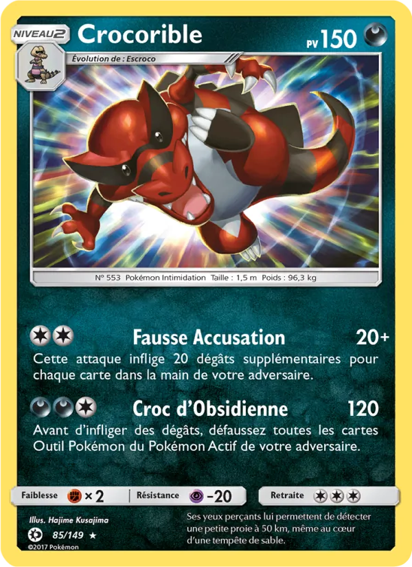 Carte Pokémon Crocorible de l'extension Soleil et Lune