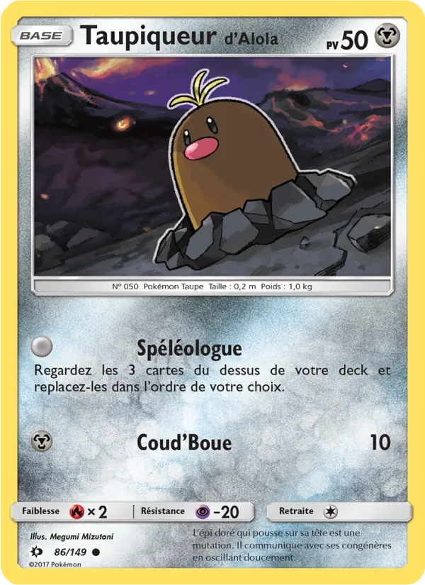 Carte Pokémon Taupiqueur d’Alola de l'extension Soleil et Lune