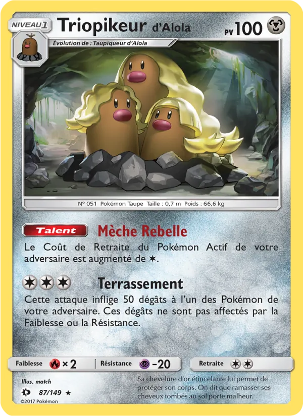 Carte Pokémon Triopikeur d’Alola de l'extension Soleil et Lune
