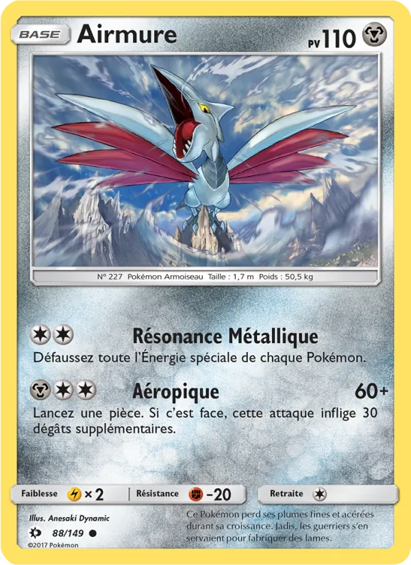 Carte Pokémon Airmure de l'extension Soleil et Lune