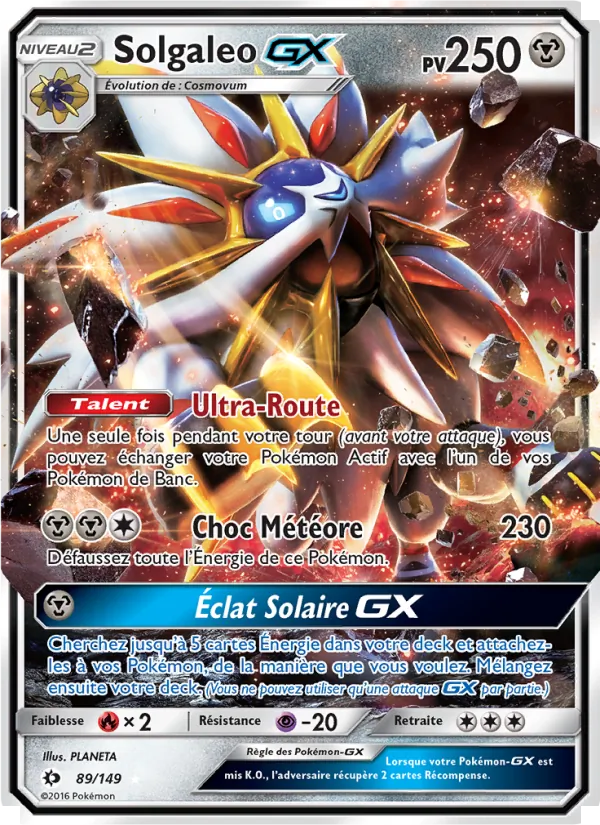 Carte Pokémon Solgaleo GX de l'extension Soleil et Lune
