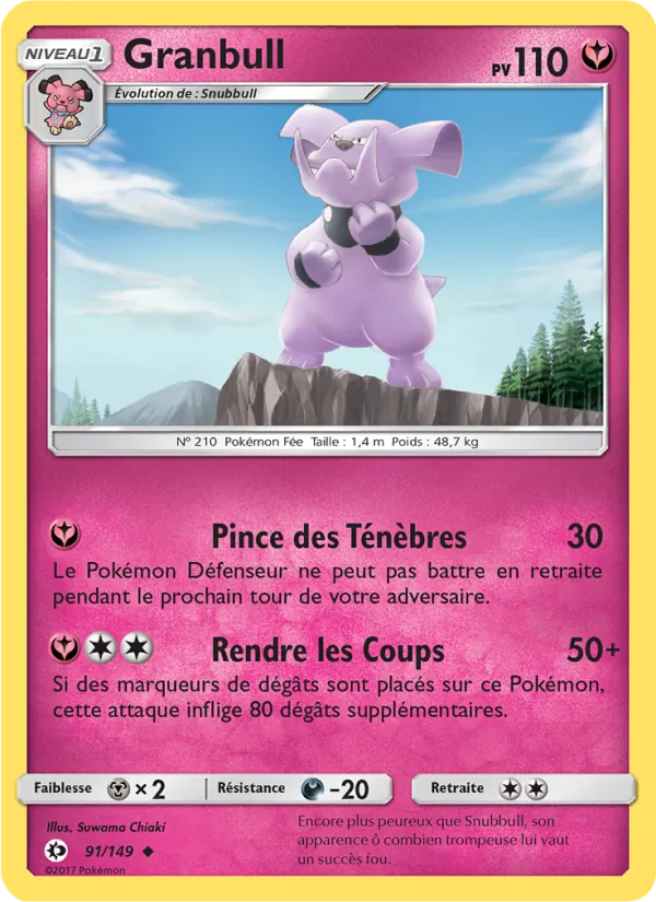 Carte Pokémon Granbull de l'extension Soleil et Lune