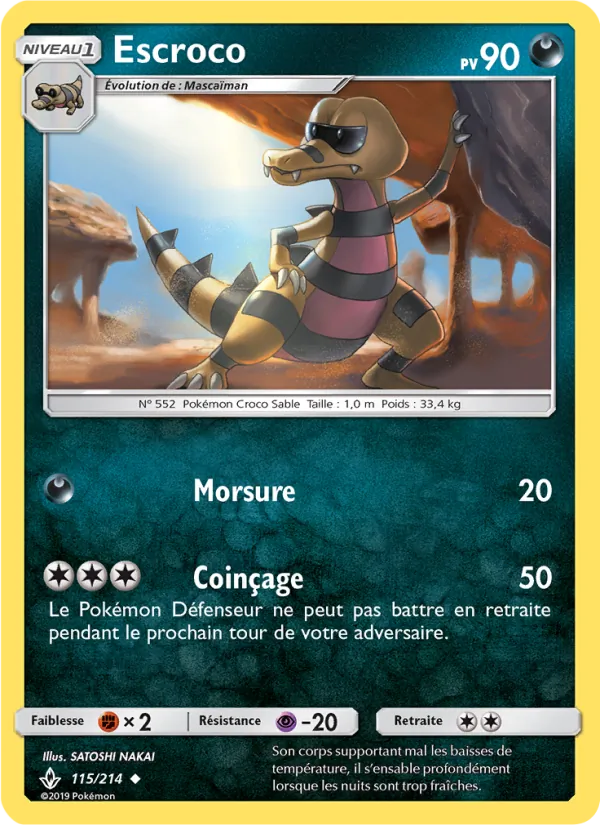 Carte Pokémon Escroco de l'extension Alliance Infaillible
