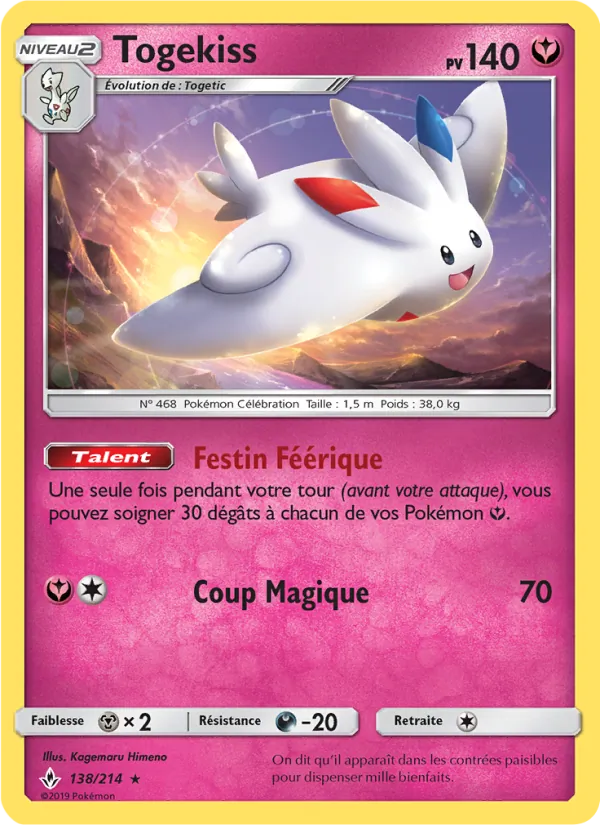 Carte Pokémon Togekiss de l'extension Alliance Infaillible
