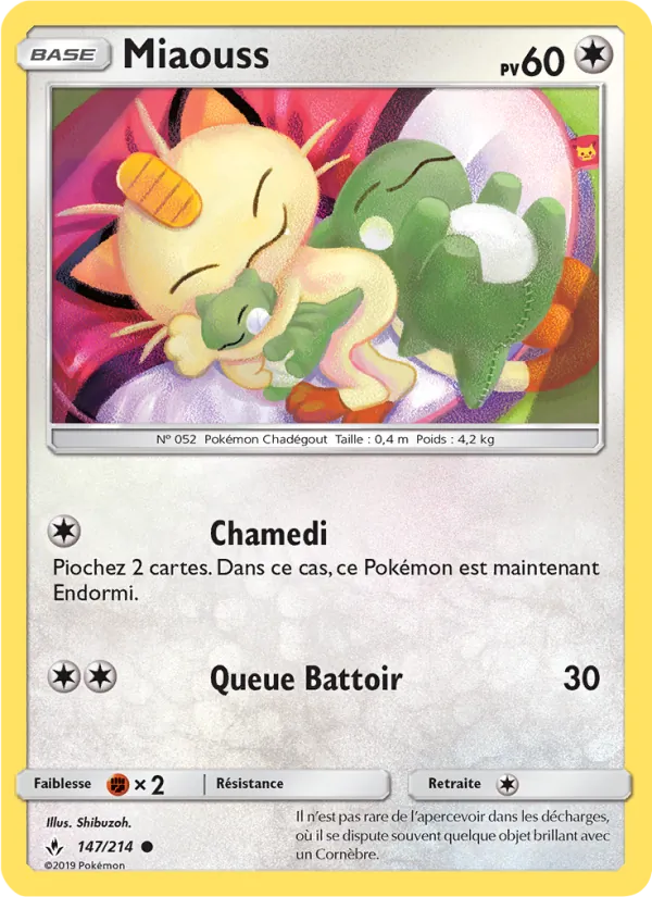 Carte Pokémon Miaouss de l'extension Alliance Infaillible
