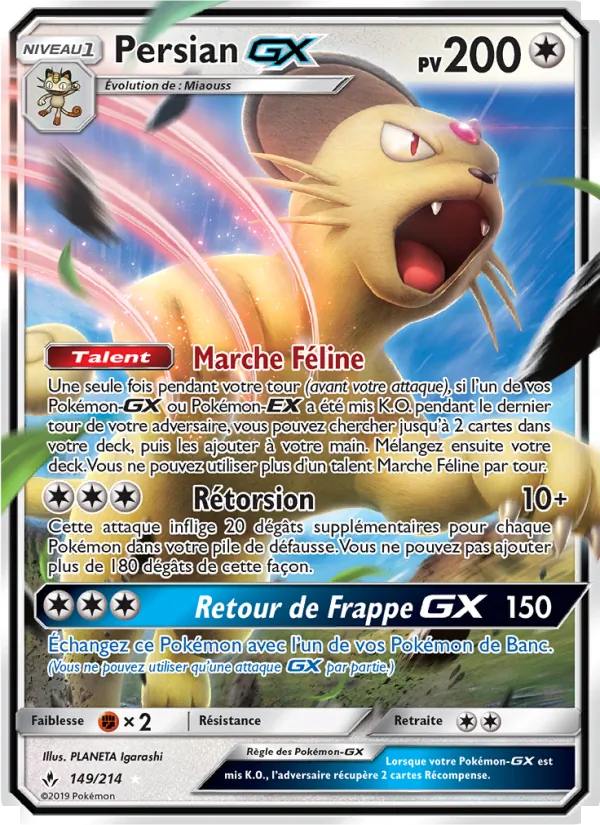 Carte Pokémon Persian GX de l'extension Alliance Infaillible