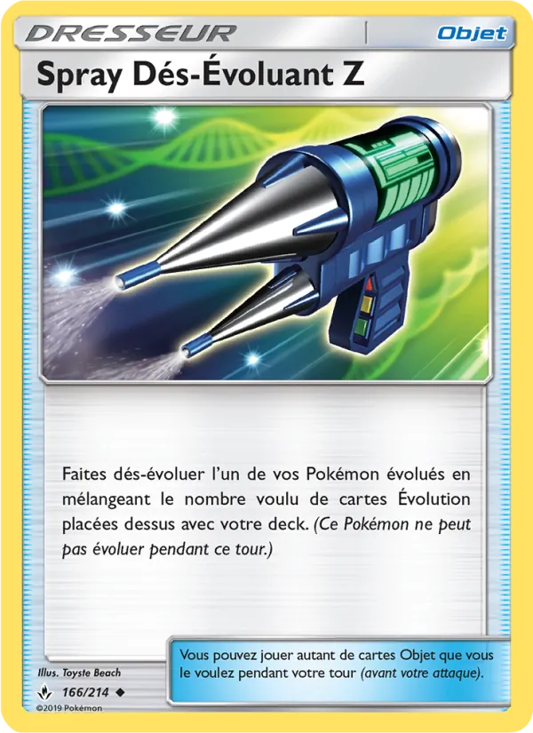 Carte Pokémon Spray Dés-Évoluant Z de l'extension Alliance Infaillible