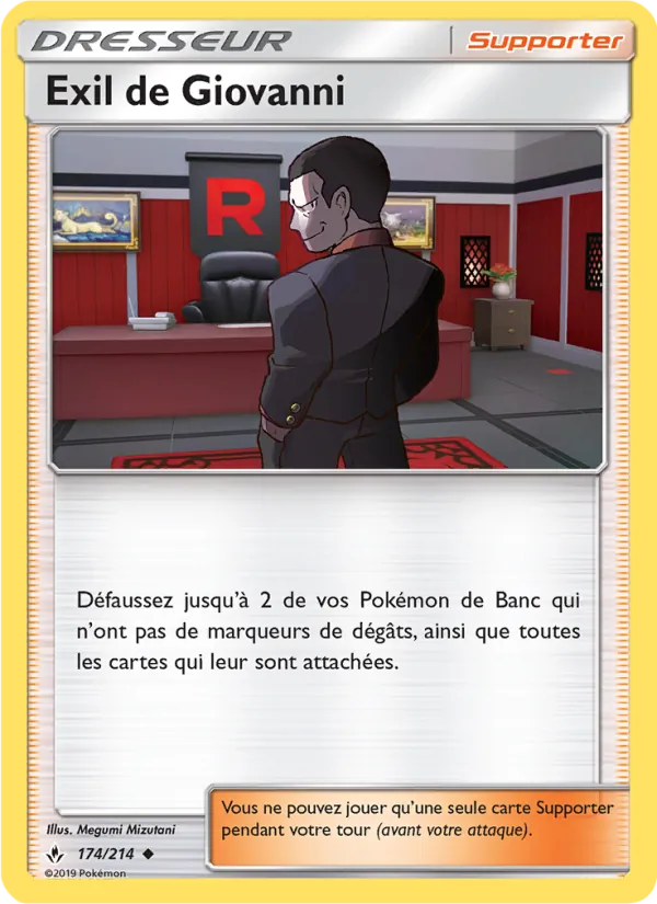 Carte Pokémon Exil de Giovanni de l'extension Alliance Infaillible
