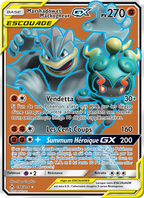 Carte Pokémon Marshadow et Mackogneur GX de l'extension Alliance Infaillible