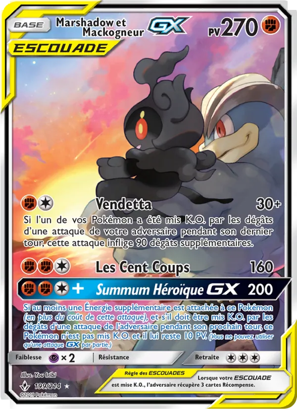 Carte Pokémon Marshadow et Mackogneur GX de l'extension Alliance Infaillible