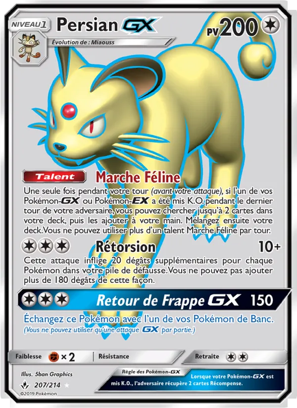 Carte Pokémon Persian GX de l'extension Alliance Infaillible