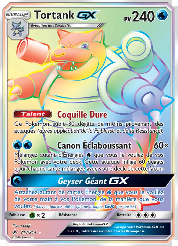 Carte Pokémon Tortank GX de l'extension Alliance Infaillible