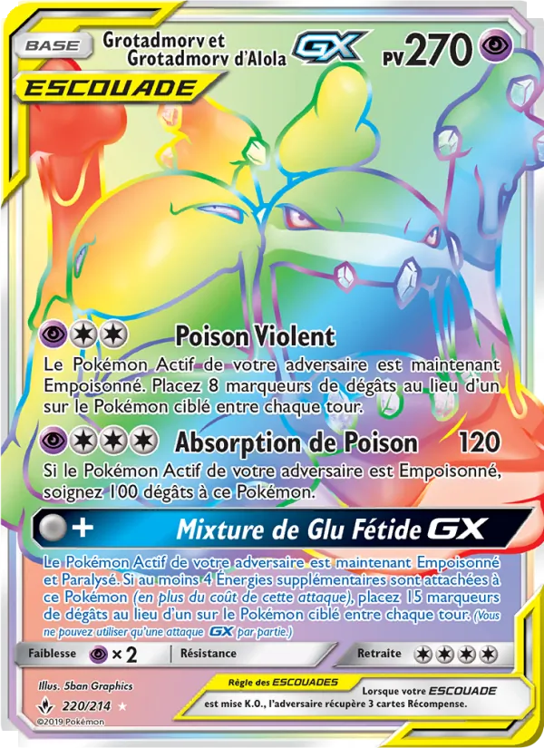 Carte Pokémon Grotadmorv et Grotadmorv d’Alola GX de l'extension Alliance Infaillible