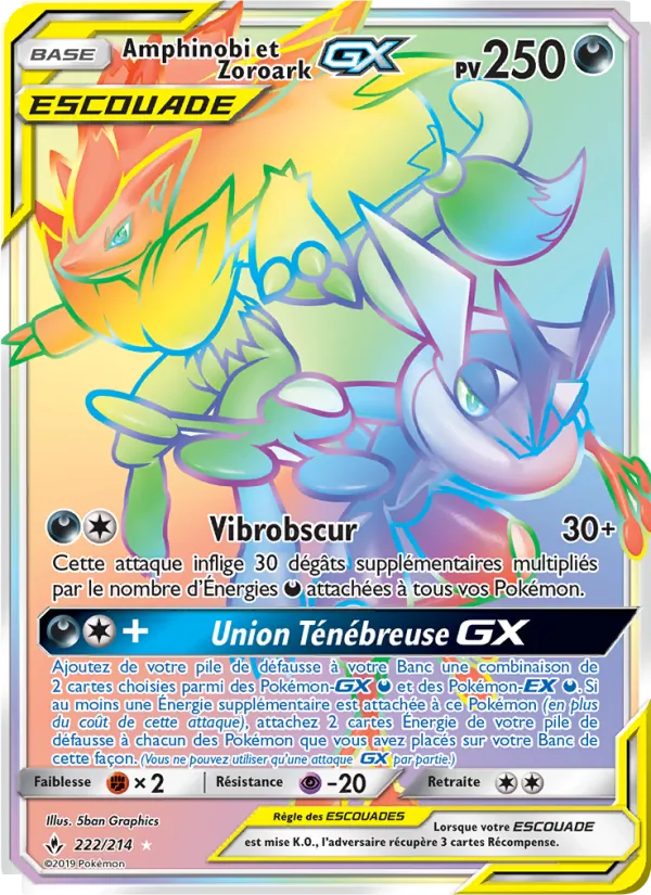 Carte Pokémon Amphinobi et Zoroark GX de l'extension Alliance Infaillible