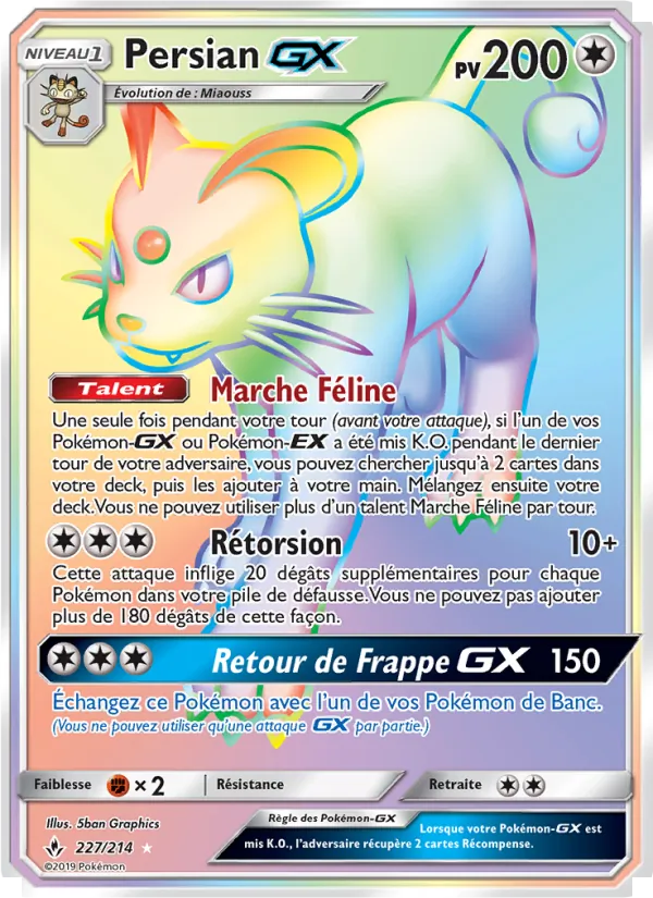 Carte Pokémon Persian GX de l'extension Alliance Infaillible
