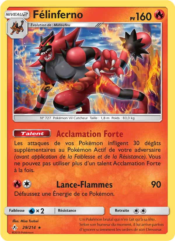 Carte Pokémon Félinferno de l'extension Alliance Infaillible