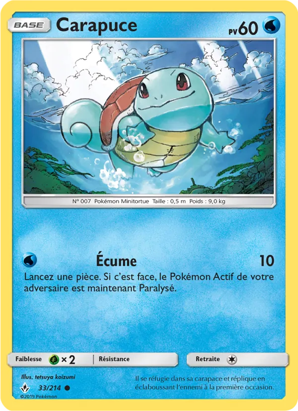 Carte Pokémon Carapuce de l'extension Alliance Infaillible