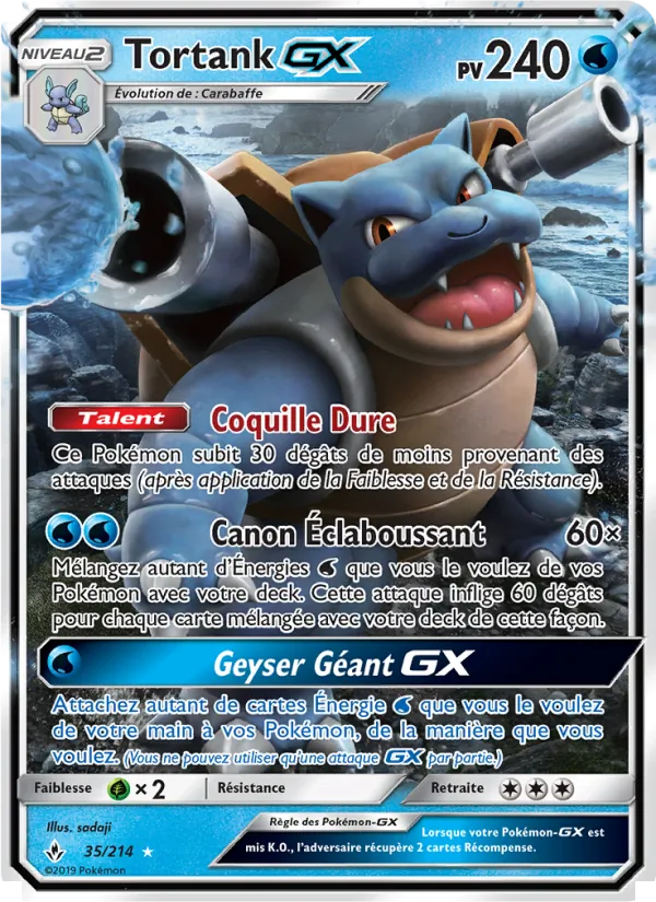 Carte Pokémon Tortank GX de l'extension Alliance Infaillible