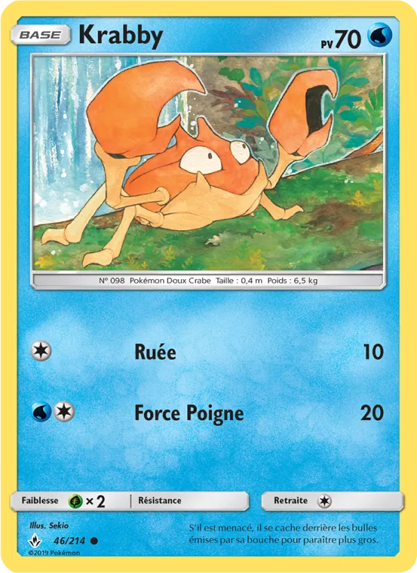 Carte Pokémon Krabby de l'extension Alliance Infaillible